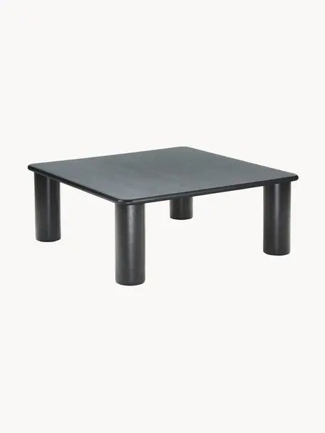 Mesa de centro de madera de roble Didi, Madera de roble maciza pintado, Madera de roble lacada en negro, An 90 x F 90 cm