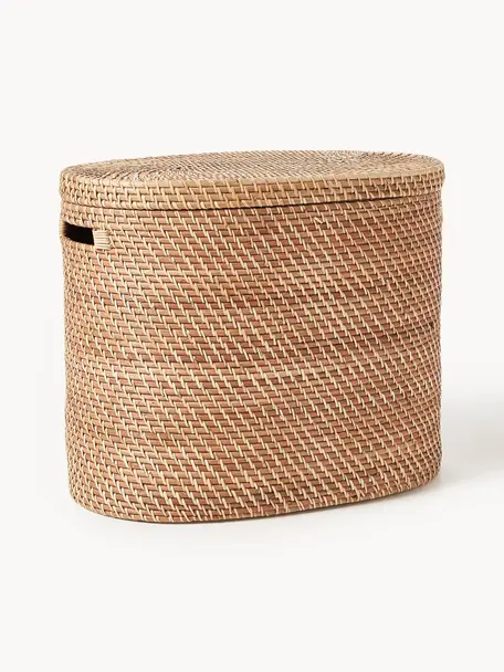 Cesto portabiancheria con coperchio Lurdes, Rattan, Marrone chiaro, Larg. 55 x Prof. 35 cm