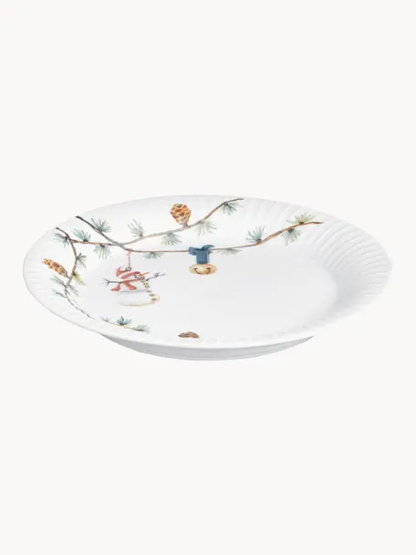 Assiettes à déjeuner de Noël peintes à la main Hammershøi, 4 pièces, Porcelaine, Blanc, multicolore, Ø 22 cm
