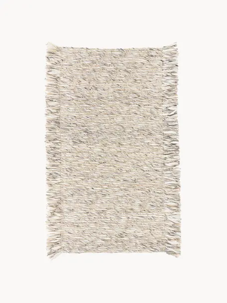 Tkany na płasko dywan z frędzlami Bunko, 86% poliester z recyklingu, 14% bawełna, Beżowy, melanżowy, S 80 x D 150 cm (Rozmiar XS)