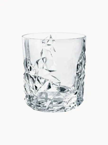 Kristall-Whiskygläser Sculpture, 4 Stück, Kristallglas, Transparent, Ø 9 x H 10 cm, 340 ml