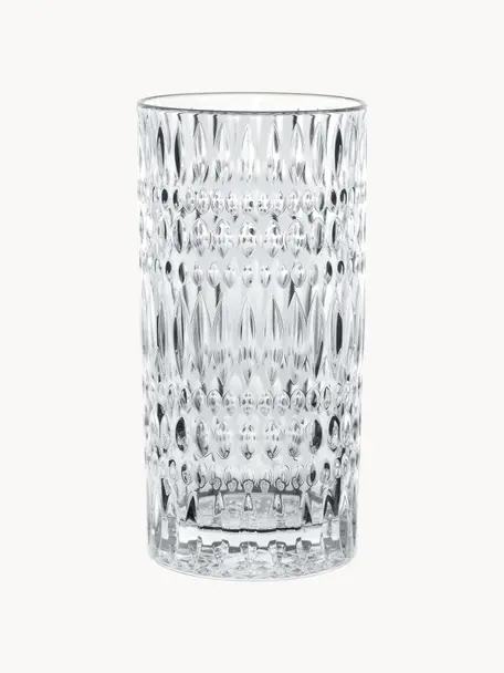 Kristall-Longdrinkgläser Ethno, 4 Stück, Kristallglas, Transparent, Ø 8 x H 15 cm, 434 ml