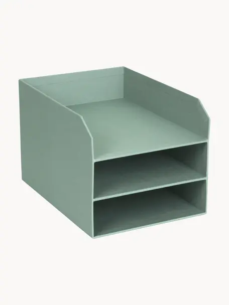 Organizer documenti Trey, Cartone solido, laminato, Verde salvia, Larg. 23 x Prof. 32 cm