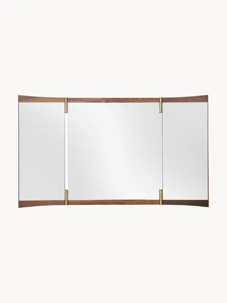 Espejo de pared ajustable Vanity, Espejo: cristal, Madera de nogal, An 117 x Al 69 cm