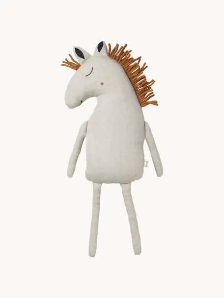 Peluche en lin Horse, Gris clair, brun clair, larg. 22 x haut. 70 cm