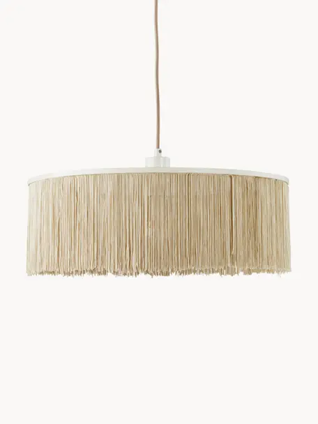 Hanglamp Regency met franjes, Lampenkap: stof, Lichtbeige, Ø 45 x H 16 cm