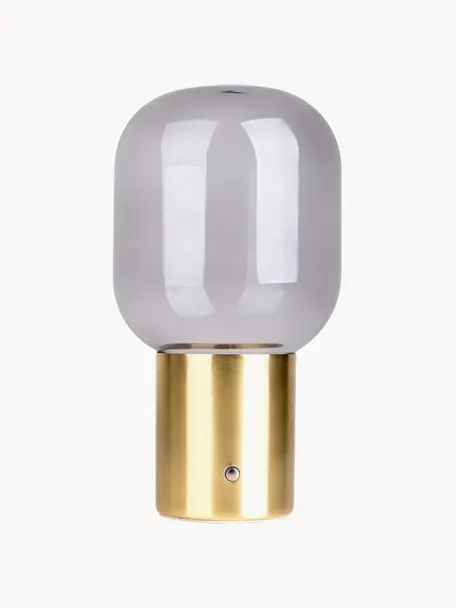 Lámpara de mesa pequeña LED Albero, Pantalla: vidrio, Dorado, gris claro, Ø 13 x Al 25 cm