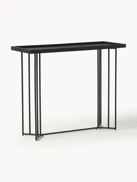 Konzolový stolek s deskou z masivu Luca, Mangové dřevo černě lakované, černá, Š 100 cm, H 35 cm