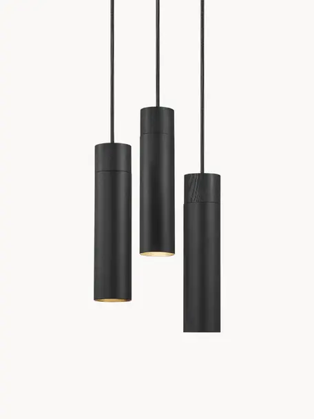 Lampada a sospensione cluster piccola a grappolo Tilo-Gold, Decorazione: legno, Nero, Ø 22 x Alt. 25 cm