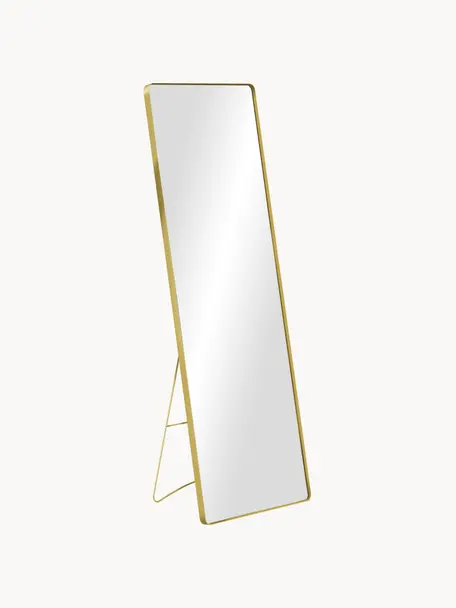 Eckiger Standspiegel Verdal, Rahmen: Metall, beschichtet, Spiegelfläche: Spiegelglas, Goldfarben, B 45 x H 140 cm