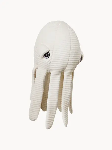 Ručně vyrobený měkký polštář Sir Octopus, Tlumeně bílá, Š 16 cm, V 30 cm