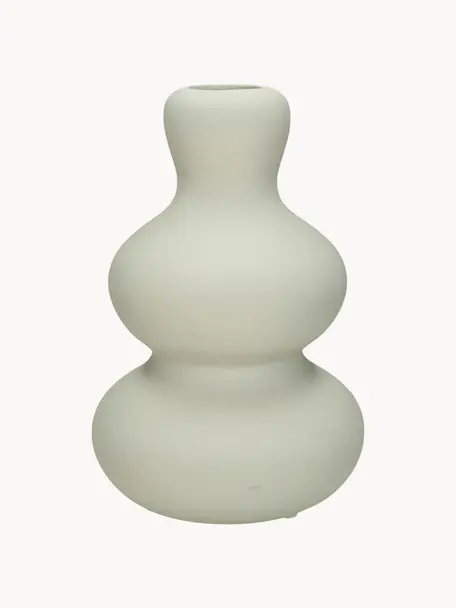 Jarrón con forma orgánica de diseño Fine, Al 20 cm, Gres, Blanco Off White, Ø 14 x Al 20 cm