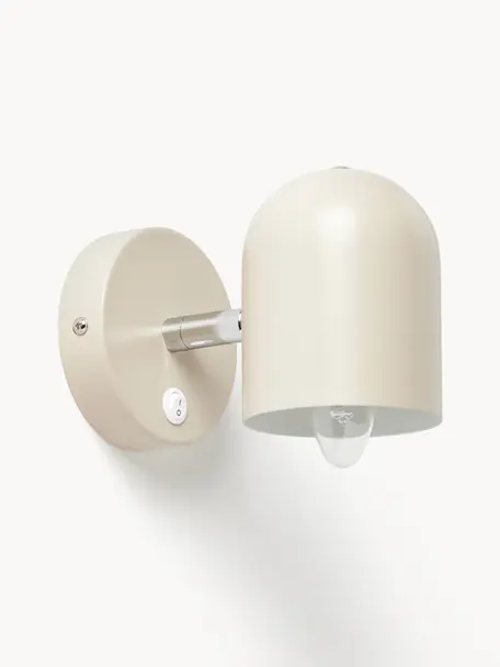 Verstelbare wandlamp Almo, Lampenkap: gepoedercoat metaal, Lichtbeige, Ø 10 x H 17 cm