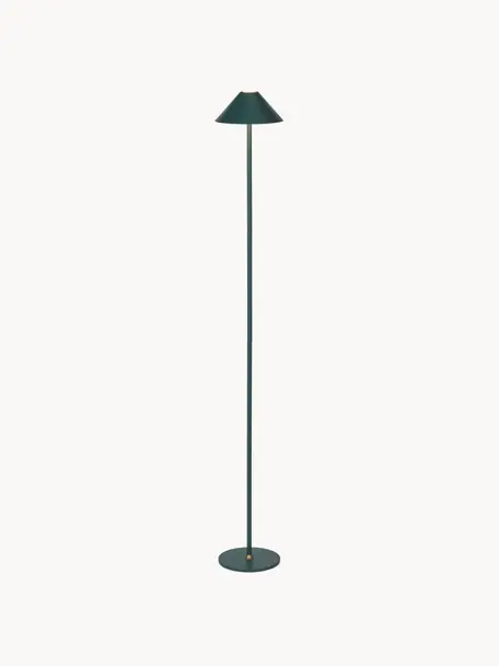 Kleine mobiele LED vloerlamp Hygge, dimbaar, Metaal, gecoat, Donkergroen, H 134 cm