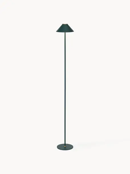 Lampada da terra piccola mobile a LED Hygge, luce regolabile, Metallo rivestito, Verde scuro, Alt. 134 cm