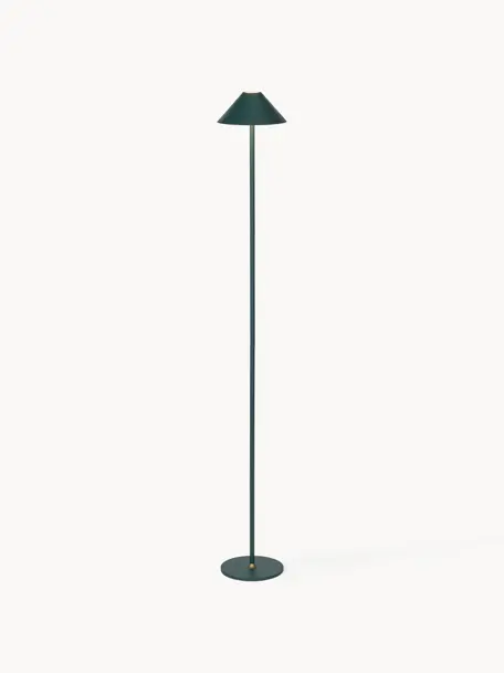 Kleine mobiele LED vloerlamp Hygge, dimbaar, Metaal, gecoat, Donkergroen, H 134 cm