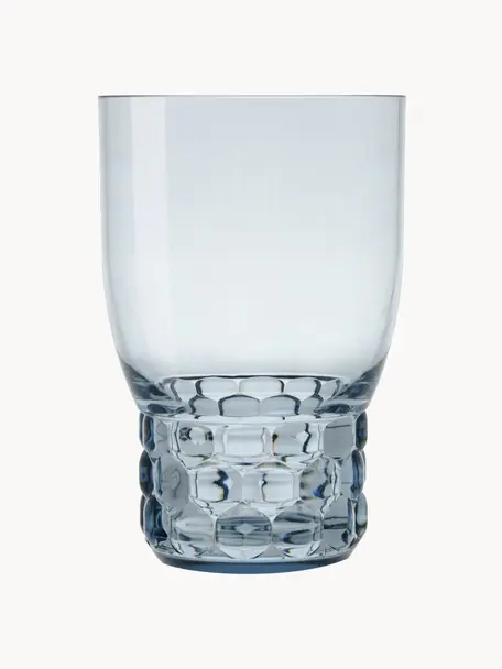 Wassergläser Jellies mit Strukturmuster, 4 Stück, Kunststoff, Hellblau, transparent, Ø 9 x H 13 cm, 460 ml