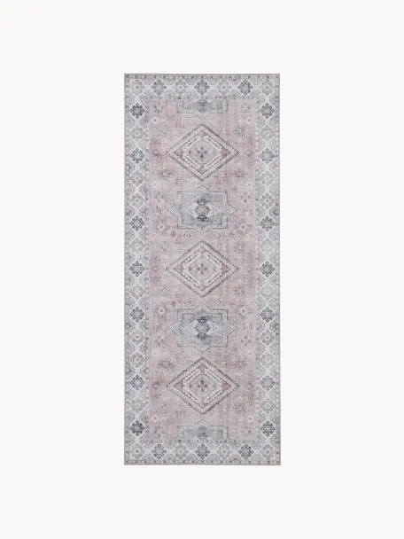 Tapis de couloir Gratia, 100 % polyester, Vieux rose, gris, larg. 80 x long. 200 cm
