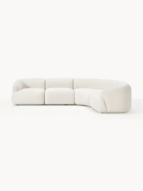 Canapé d'angle modulable 4 places Sofia, Tissu blanc crème, larg. 312 x prof. 235 cm