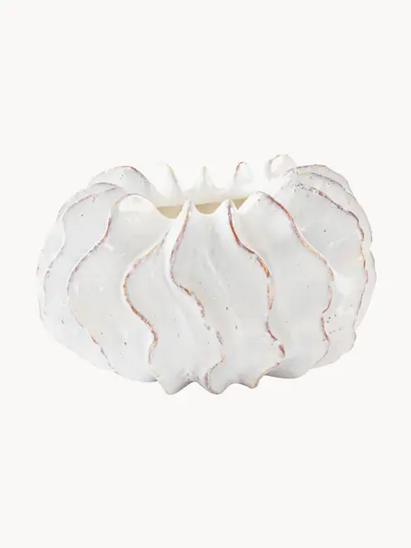 Keramický obal na kvetináč Payton, Keramika, glazúrovaná, Lomená biela, Ø 25 x V 14 cm