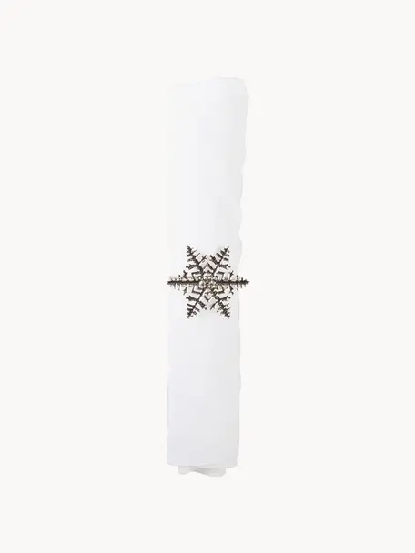 Sneeuwvlok servetringen Snowflake in zilverkleurig, 4 stuks, Gecoat metaal, Zilverkleurig, Ø 5 cm, H 4 cm