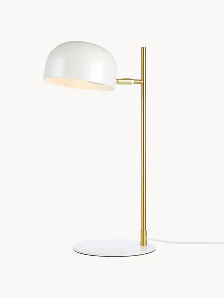 Schreibtischlampe Posefarben, Lampenschirm: Metall, beschichtet, Weiss, Goldfarben, T 29 x H 49 cm
