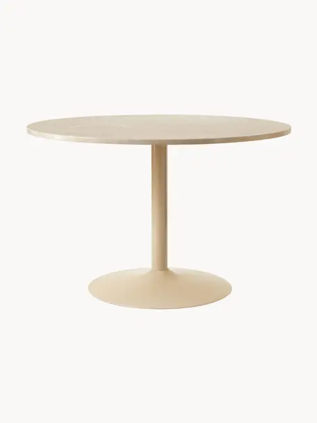 Table ovale en marbre Miley, 120 x 90 cm, Beige, marbré, larg. 120 x prof. 90 cm