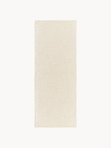 Alfombra corredor artesanal de lana Amaro, Parte superior: 100% lana, Reverso: 100% algodón Las alfombra, Blanco crema, beige, An 80 x L 200 cm