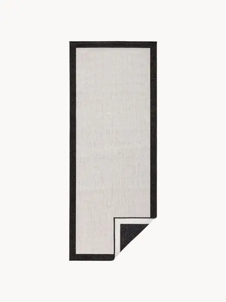 Tapis réversible intérieur-extérieur noir/crème Panama, Noir, couleur crème, larg. 80 x long. 350 cm