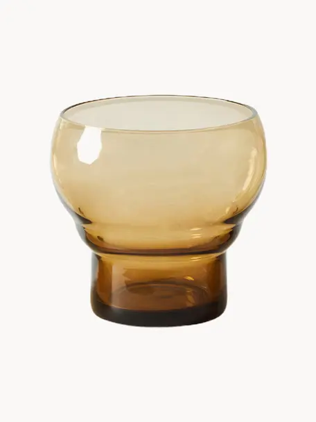 Handgemachte Gläser 70's, 4 Stück, Glas, Hellbraun, transparent, Ø 9 x H 8 cm, 270 ml