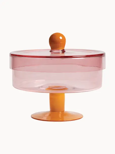 Boîte de rangement en verre Duo, Verre, Orange, rose, Ø 22 x haut. 20 cm