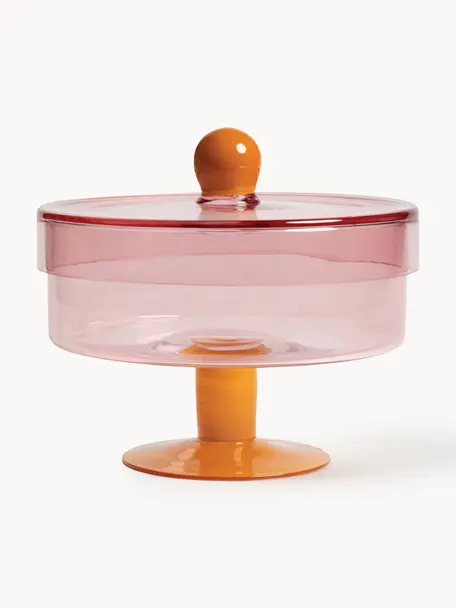 Boîte de rangement en verre Duo, Verre, Orange, rose, Ø 22 x haut. 20 cm