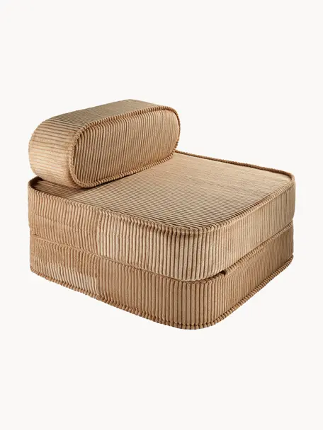 Fotel rozkładany ze sztruksu dla dzieci Sugar, Tapicerka: sztruks (100% poliester) , Jasnobrązowy sztruks, S 70 x W 40 cm