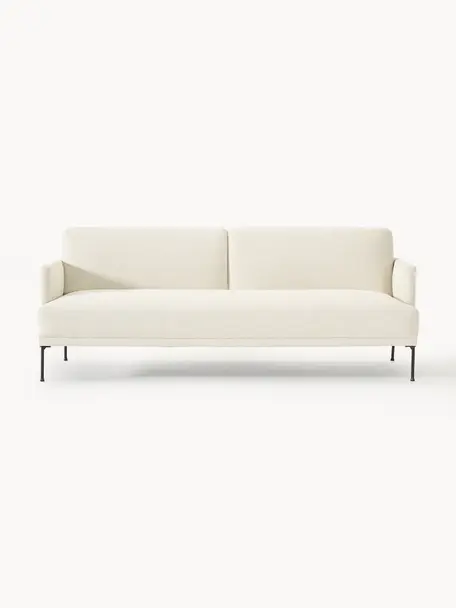 Schlafsofa Fluente (3-Sitzer), Bezug: 100% Polyester Der strapa, Gestell: Massives Kiefernholz, Füße: Metall, pulverbeschichtet, Webstoff Off White, B 220 x T 88 cm