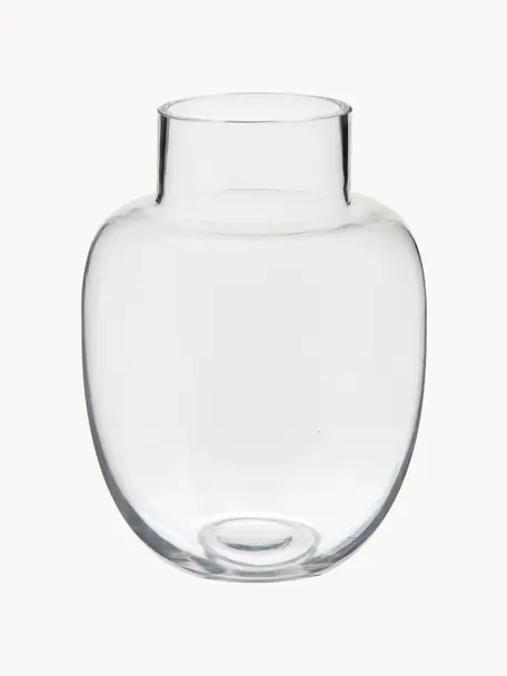 Jarrón artesanal de vidrio Lotta, estilo clásico, Vidrio, Transparente, Ø 18 x Al 25 cm