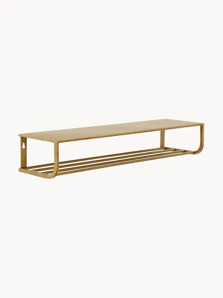 Perchero de pared de metal Shelf, Metal recubierto, Dorado, An 80 x Al 14 cm