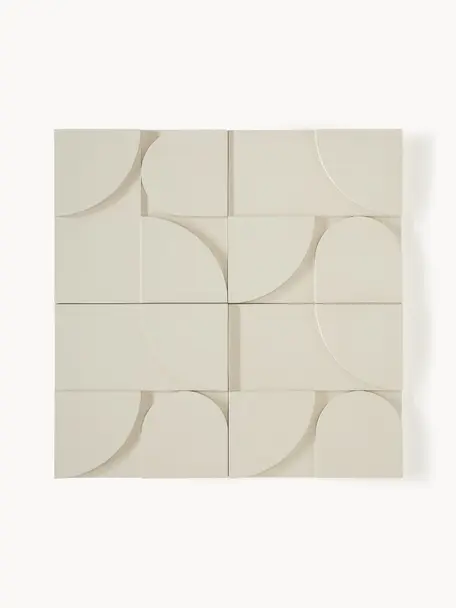 Decoración de pared Massimo, 4 uds., Tablero de fibras de densidad media (MDF), Beige claro, An 80 x Al 80 cm