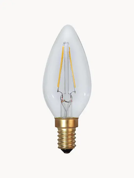E14 žiarovka, hrejivá biela, 2 ks, Priehľadná, mosadzné odtiene, Ø 4 x 120 lm