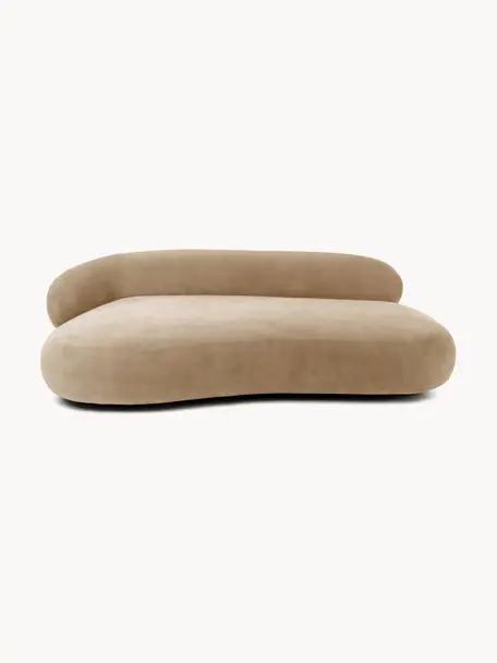 Sofá riñón Alba (3 plazas), Tapizado: 97% poliéster, 3% nylon A, Estructura: madera de abeto maciza, m, Patas: plástico, Tejido beige, An 235 x F 114 cm, respaldo izquierdo