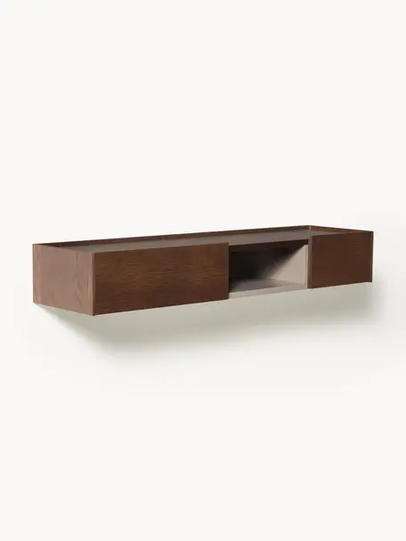 Console murale en bois Larsen, Panneau de particules avec placage en bois de chêne

Ce produit est fabriqué à partir de bois certifié FSC® issu d'une exploitation durable, Chêne brun foncé laqué, larg. 112 x haut. 17 cm