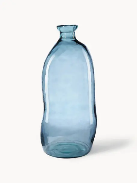 Vaso bottiglia Dina, Vetro riciclato, certificato GRS, Blu, Ø 34 x Alt. 73 cm
