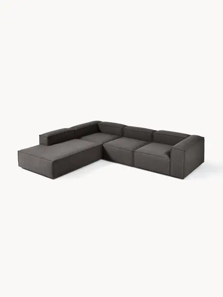 Modulares XL-Ecksofa Lennon, Bezug: 100 % Polyester Der strap, Gestell: Massives Kiefernhol, Sper, Webstoff Anthrazit, B 329 x T 269 cm, Eckteil links