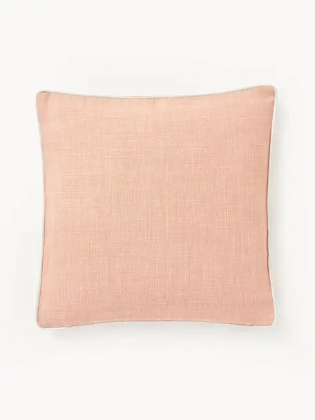 Kissenhülle Cressida mit zweifarbiger Kederumrandung, 100 % Polyester, Peach, B 45 x L 45 cm
