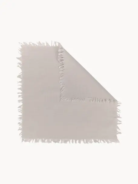 Stoffservietten Nalia mit Fransen, 2 Stück, Baumwolle, Hellbeige, B 35 x L 35 cm