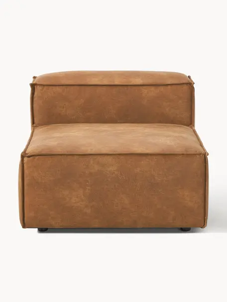 Módulo central sofá de cuero reciclado Lennon, Tapizado: cuero reciclado (70% cuer, Estructura: madera maciza, madera con, Patas: plástico, Cuero marrón, An 89 x F 119 cm