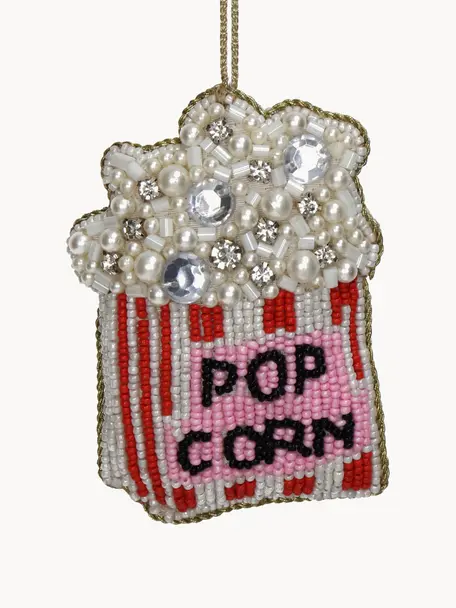 Addobbo per albero con perline Popcorn, Vetro, perline di plastica, Bianco, rosso, rosa, Larg. 8 x Alt. 10 cm