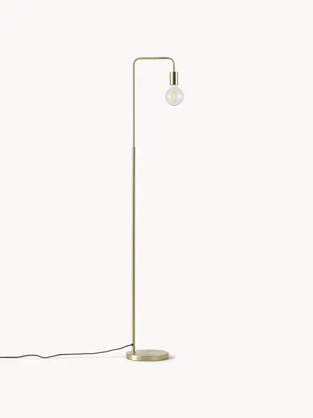 Lámpara de lectura de metal Flow, Lámpara: metal latonado, Cable: cubierto en tela, Dorado, Al 153 cm