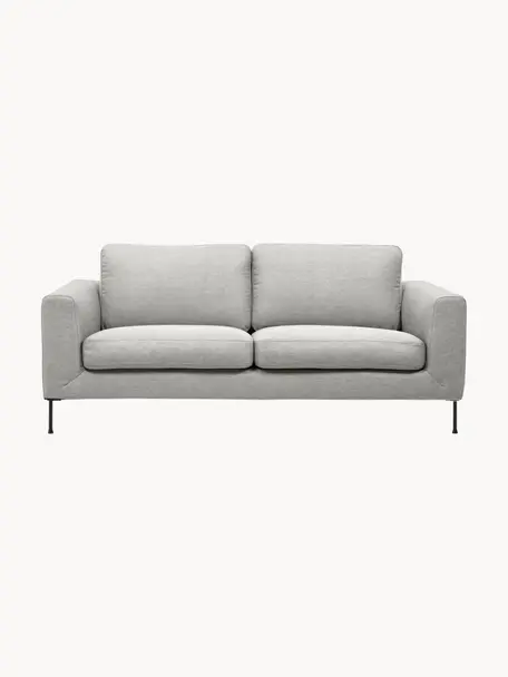 Sofa Cucita (2-Sitzer), Bezug: Webstoff (Polyester) Der , Gestell: Massives Kiefernholz, FSC, Füße: Metall, lackiert, Webstoff Grau, B 187 x T 94 cm