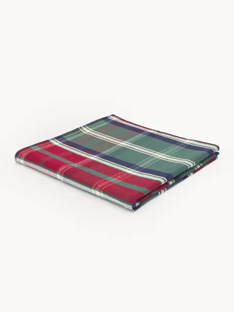 Geruite flanellen deken Stirling, 100% katoen, Groen, rood, B 140 x L 190 cm