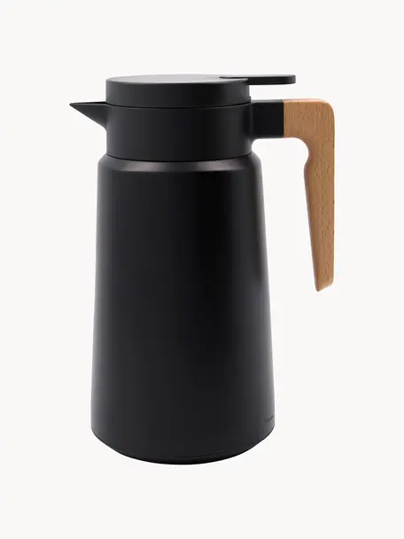 Thermos Cole, 1,8 L, Interno: acciaio inossidabile, Esterno: plastica, Manico: legno di faggio, Nero, marrone, 1,8 L